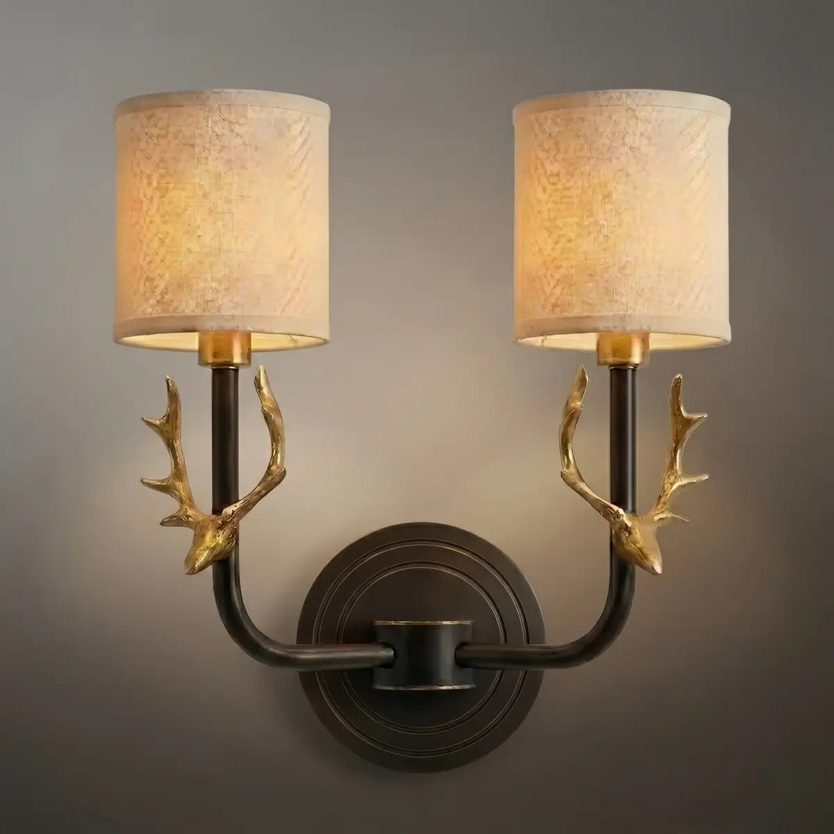 Art Deco Wall Lamp — Brass & Linen White